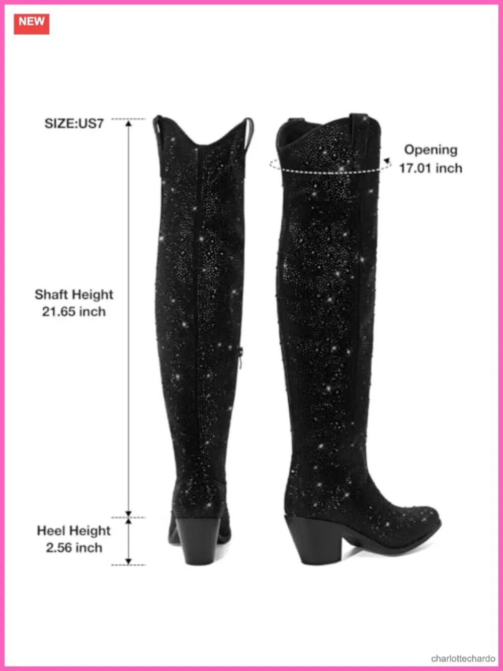 Rhinestone Cowgirl Boots with Zipper Over the Knee